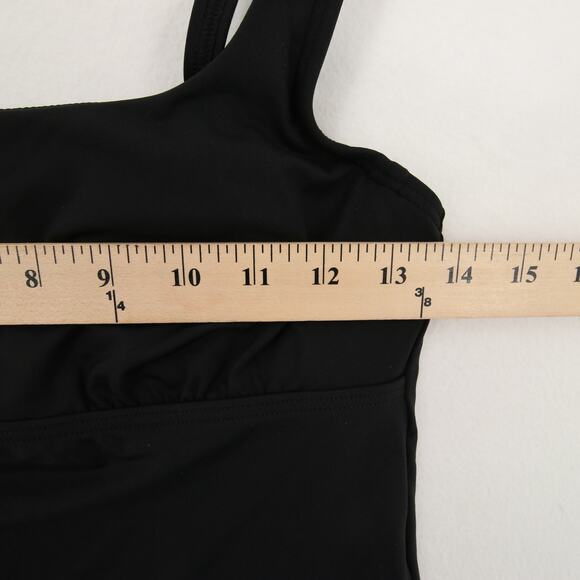 Lands’ End Tankini Top Swimsuit Black Solid Square Scoop Neck Underwire Size 2P - Picture 5 of 8